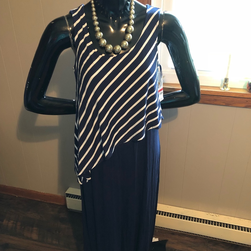 Style & Co NWOT navy and white maxi dress
